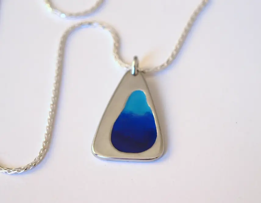 Blue Enamel Necklace Detail